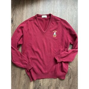 Vintage Glenmuir Ballybunion Red Maroon Golf Sweater Fits 46 Large-XL Ireland